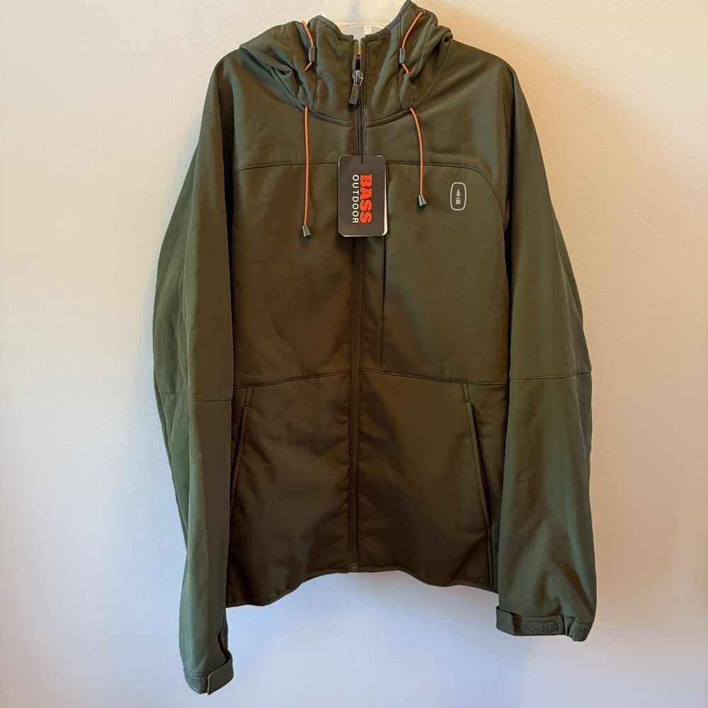 NWT Bass Outdoor Men’s Green Hooded Jacket Size Medium